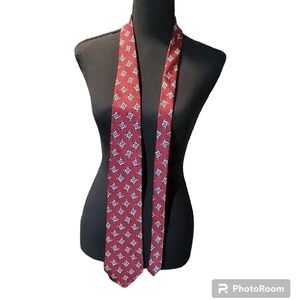 🔥3/$30 Harborough Traditions men's 100% silk red, blue, white, yellow, tie